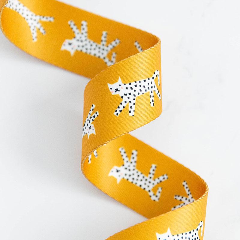 Ruby Star Society Yellow Leopards Webbing 1&1/2"